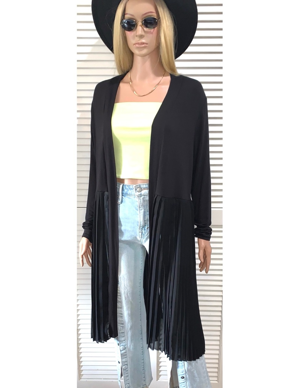 Pebble and Stone open Maxi Cardigan Duster Black Women’s